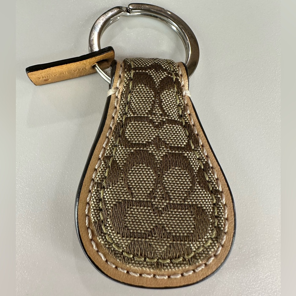 Coach Tear Drop Brown and Tan Keychain